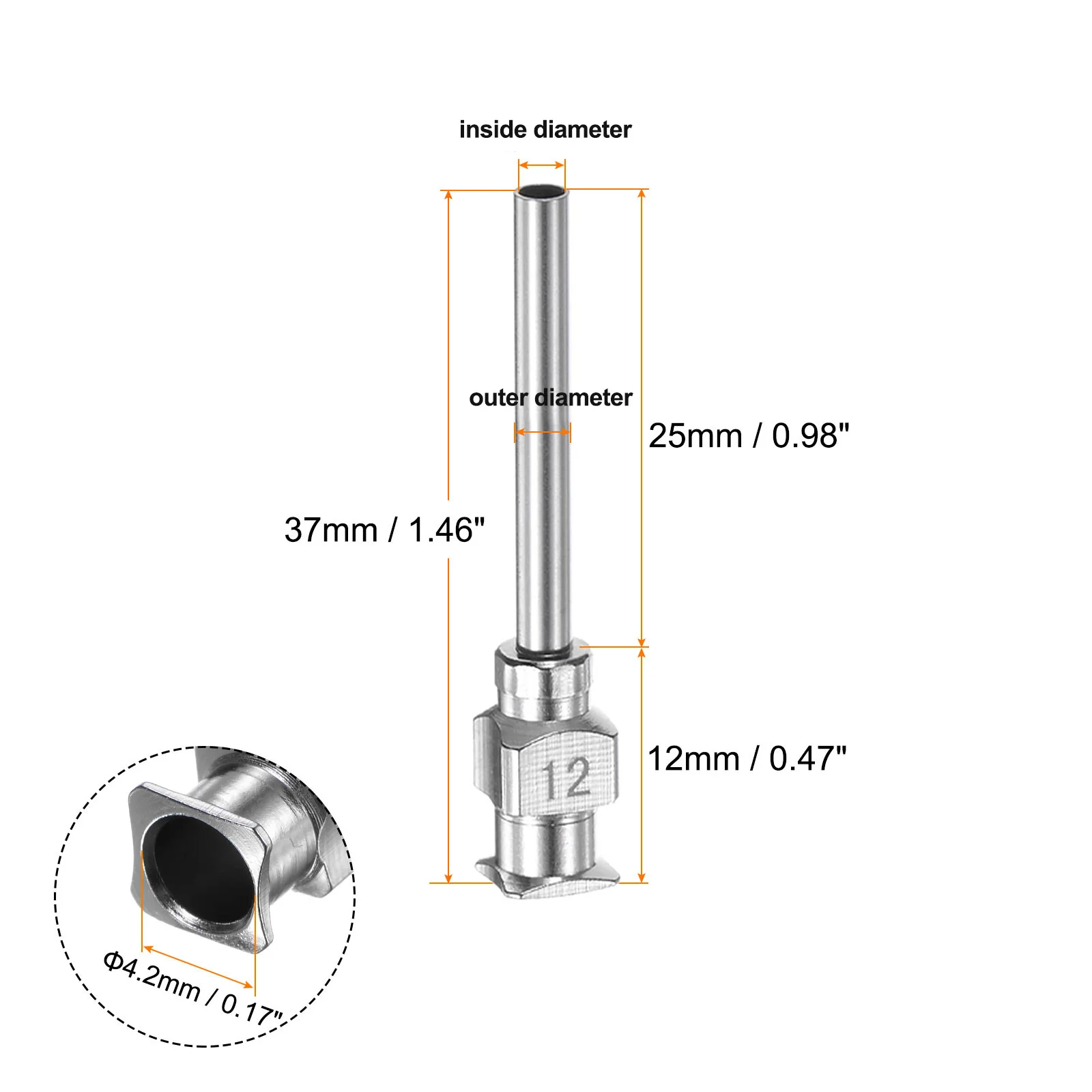 12pcs 10G 11G 12G 14G 16G 18G 20G 21G 22G 24G 25G 26G 28G 30G Stainless Steel Dispensing Needles 1" Glue Needle Tube Blunt Tip