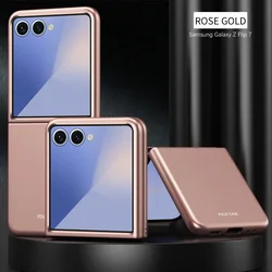 Micro-frosted Anti-fingerprint Stylish Color Phone Case with Camera Protection for Galaxy Z Flip 7 (Rose Gold)