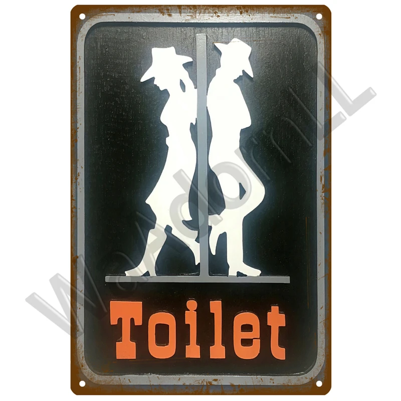 WC Toilette Blechschild Poster Vintage Wandposter Metallschild Dekorative Wandplatte Küche Plakette Metall Vintage Dekor Zubehör – Detail 9