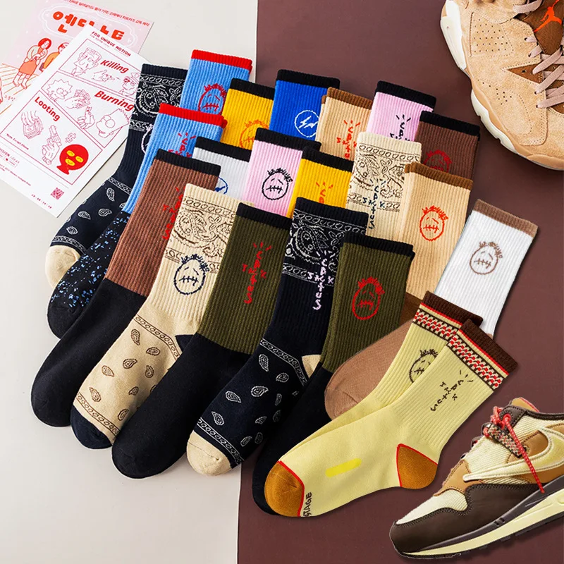 Calcetines para hombre con estampado de Cactus Jack Skate, calcetín de color negro, Bandanas divertidas, ropa de calle, estilo Hip Hop, 27