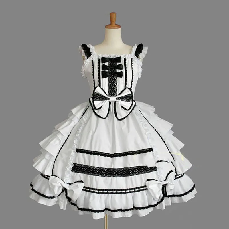 Women Alice Lolita Angel Pink Cotton Princess Dress Court-Style Gothic Tank Dress Costume Cute Anime Maid Layer For Girls Lolita Dress Lolita Suspender Dress Lolita Cosplay Costumes