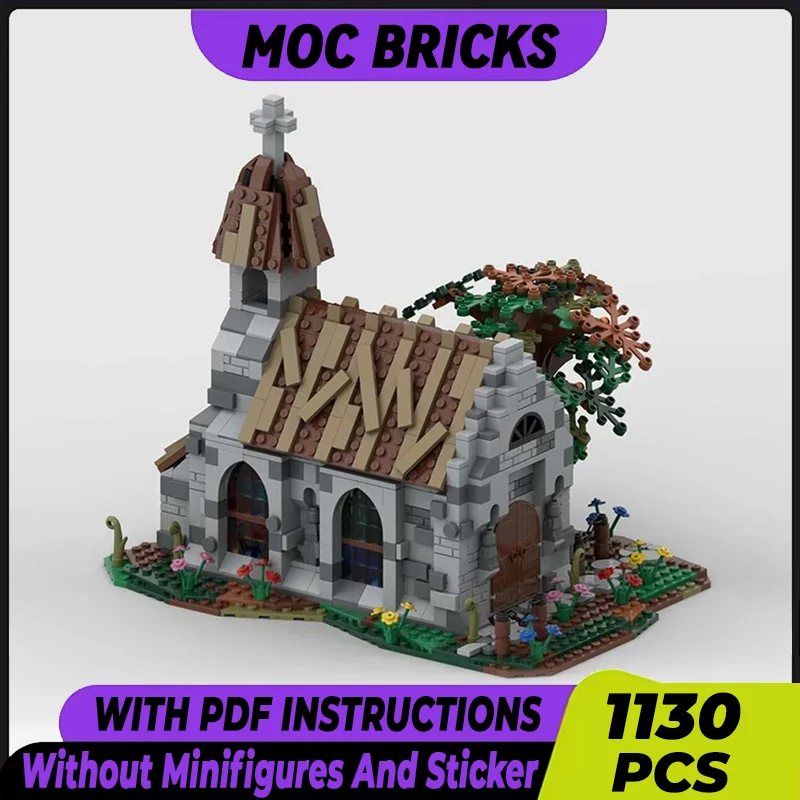 

Street View Model Moc Building Bricks Medieval Village Church Technology Modular Blocks Gifts Christmas Toys DIY Sets Assembly