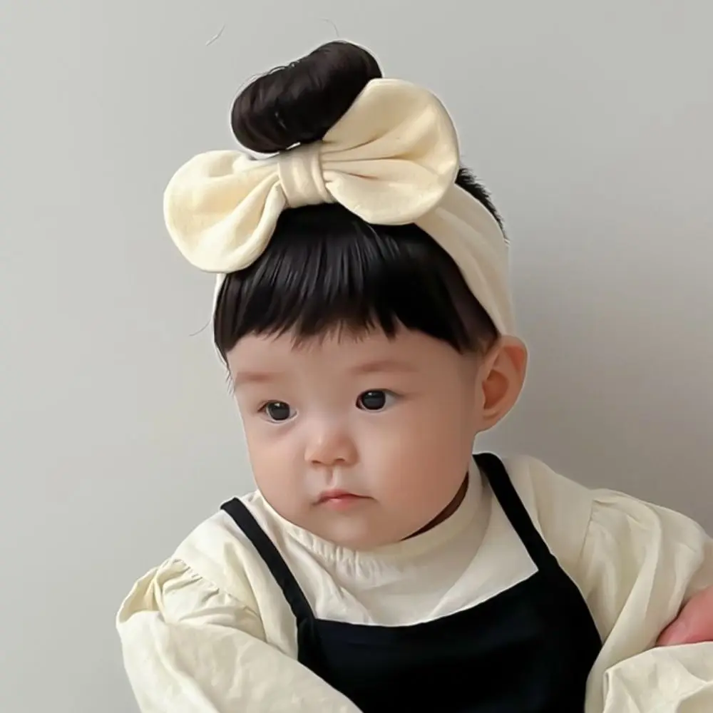 

Cute Baby Hair Bands Wig Fashion Bowknot Cotton Newborn Wig Headband Breathable Realistic Bangs Chignons Headband Toddler