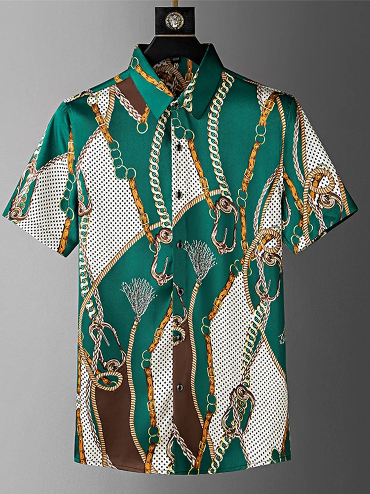 

Men's Fashion Printed Silk-like Breathable Shirt - Trendy and Comfortable Casual Wear for Men