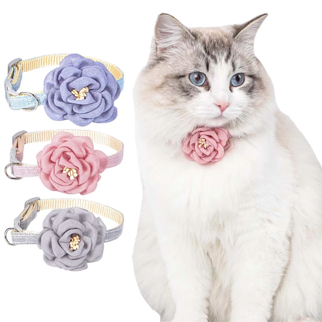 Cat Collar With Flower Adjustable Buckle Pet Camellia Collar For Small Cats Dogs Cute Kitten Neck Ring Necklace Pet Supplies Cat Collar With Flower Adjustable Buckle Pet Camellia Collar For Small Cats Dogs Cute Kitten Neck Ring Necklace Pet Supplies