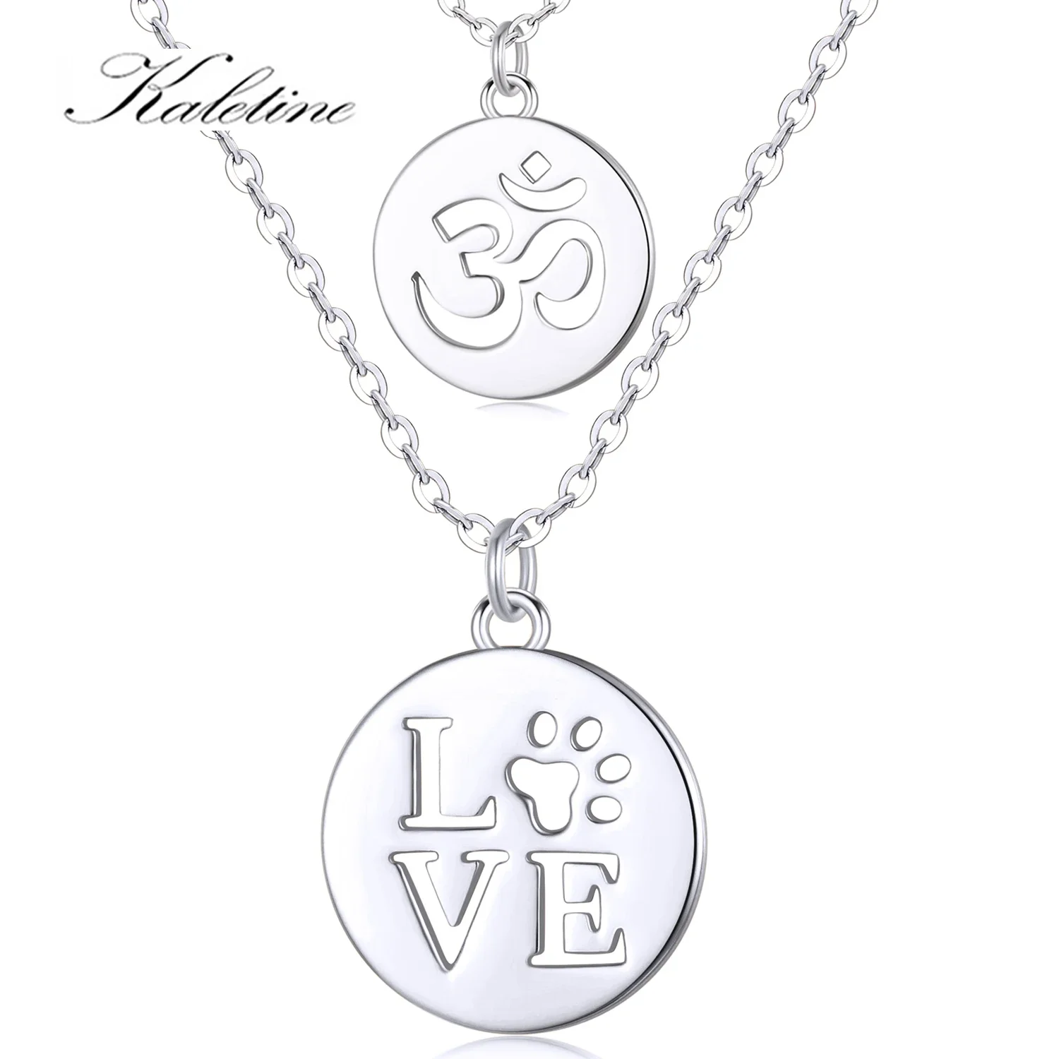 

KALETINE 925 пробы Silver Heart Love ожерелье «Ом» минималистский Ом Aum Charm медитация ожерелье длинное ожерелье для йоги ювелирные изделия
