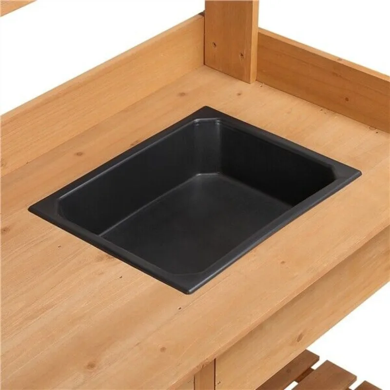 Natural Fir Wood Garden Potting Bench Workstation