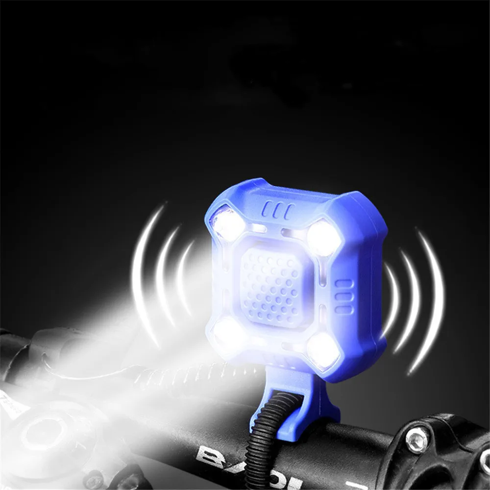 

2 In 1 Bicycle Front Light USB Rechargeable Headlight With Horn IPX6 Waterproof Four LED Bike Lamp FlashLight Cycling Equipment
