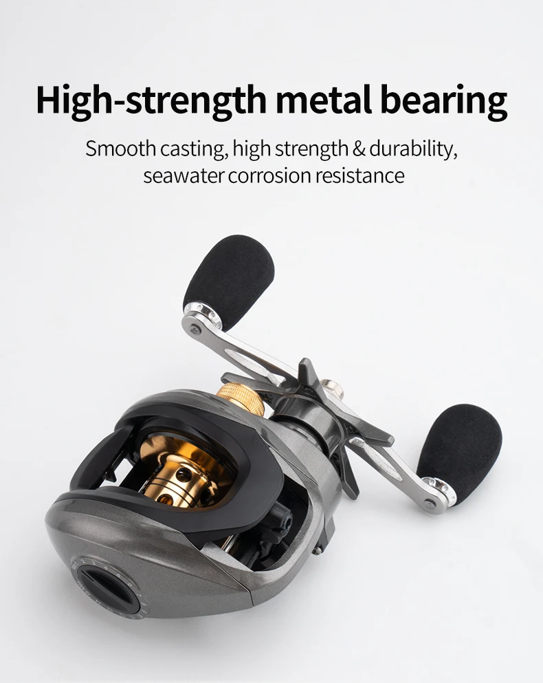 Huidiao Allround-Baitcasting-Rolle mit Bremsklicker 7.1:1 Ultraleicht 15-Stufen Magnetbremssystem 130mm Doppelgriff – Detail 3