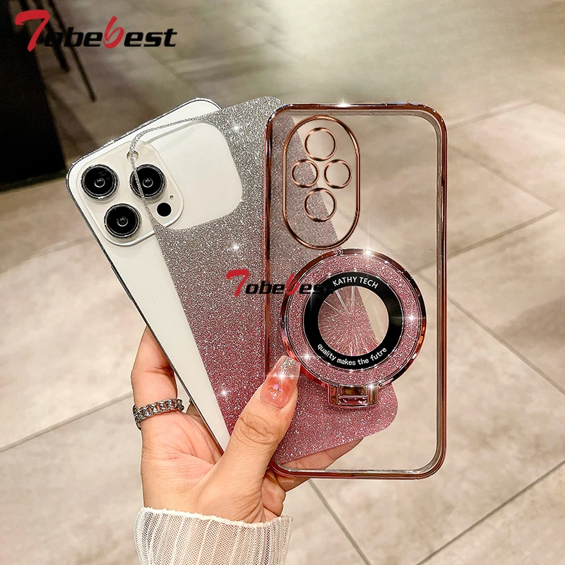Glitter Plating Magnetic Holder Soft Silicone Phone Case