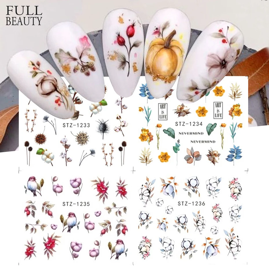 12pcs Watercolor Flowers Charms Nail Stickers Set Blue Floral Leaf Water  Sliders for Nails DIY Manicure Tattoo CHBN2053-2064 - AliExpress