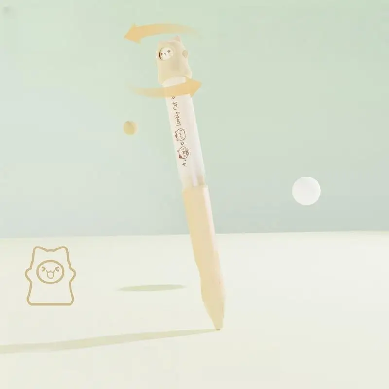 1Pcs 회전하여 패턴 변경 사무용품 작은 선물 학교 문구 창의적인 고양이 회전 젤 펜 0.5mm 검정 필기 펜