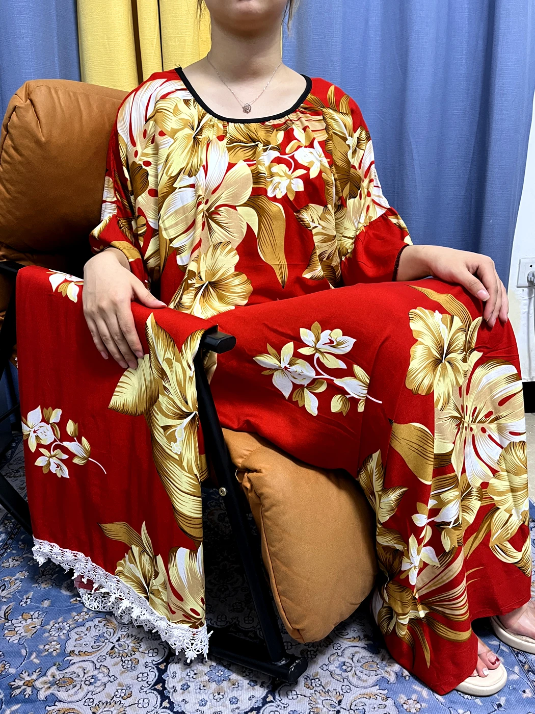 Muslim Abayas For Women 2023 Dubai Floral Printed Cotton Loose Femme Robe African Nigeria Islam Dress With Big  Lace Shawl Scarf