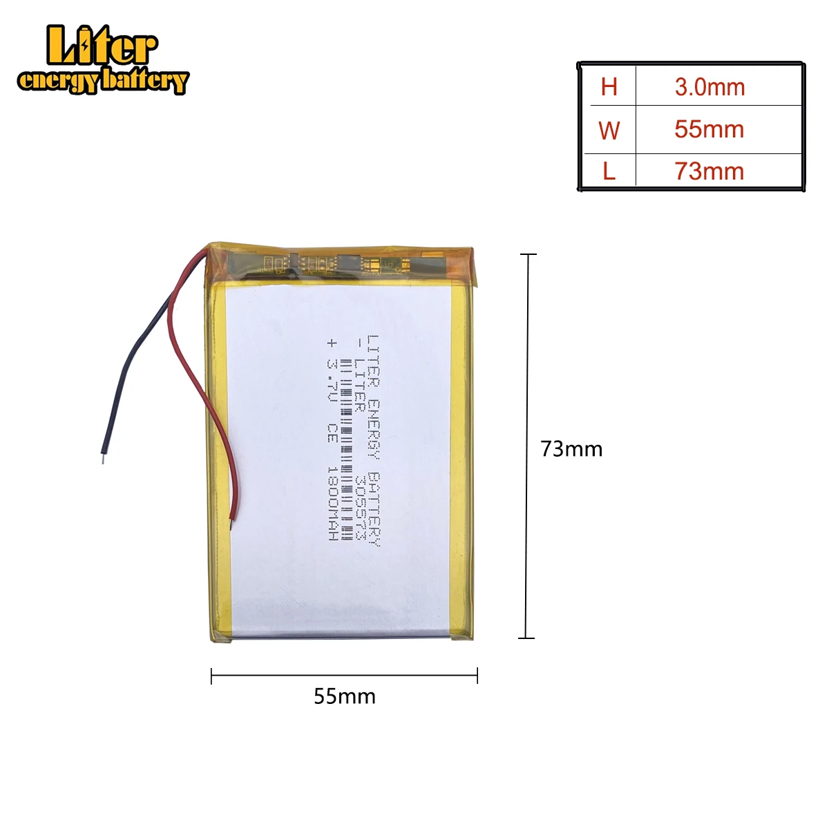 Lithium ion battery 305573 3.7V 1800MAH product polymer capacity battery 305674 MP3 MP4 DVD DVR GPS