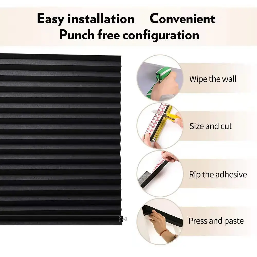 Window Shades Fabric Blinds Window Blinds Semi-Blackout Blind for Window Pleated Blinds Cordless Shade Light Filtering Shades for Bathroom Kitchen Office