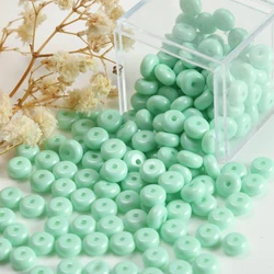 400pcs Deep Sea Blue Transparent Abacus Glass Beads for Handmade Jewelry Crafting (Light Lake Green)