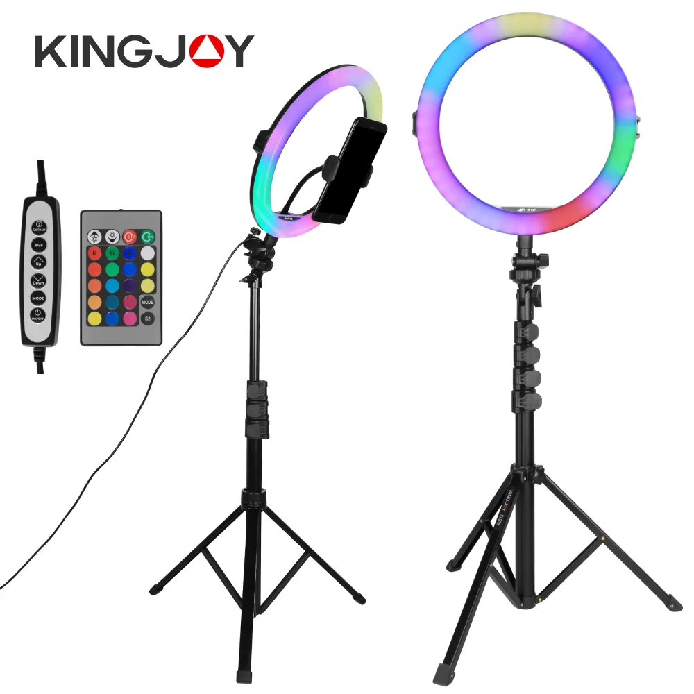 AFI 10 RGB LED Ring Light Tripod Selfie Color Fill Light Stand Photography Studio Lamps Holder