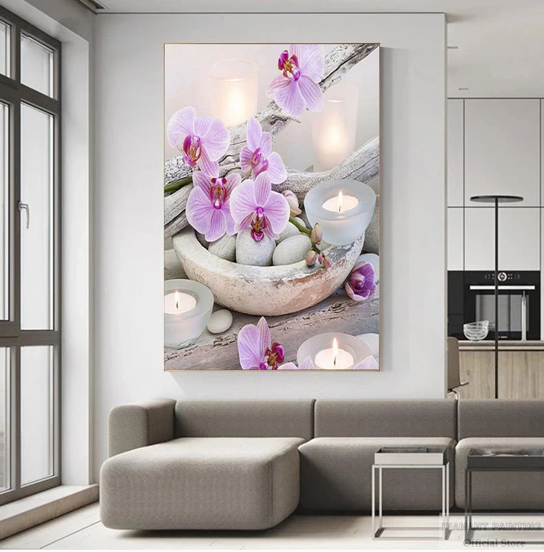 

5D DIY Diamond Painting Cross Stitch Orchid Diamond Embroidery Flower Crystal Pattern Diamond Mosaic Cross Stitch Handmade Gift