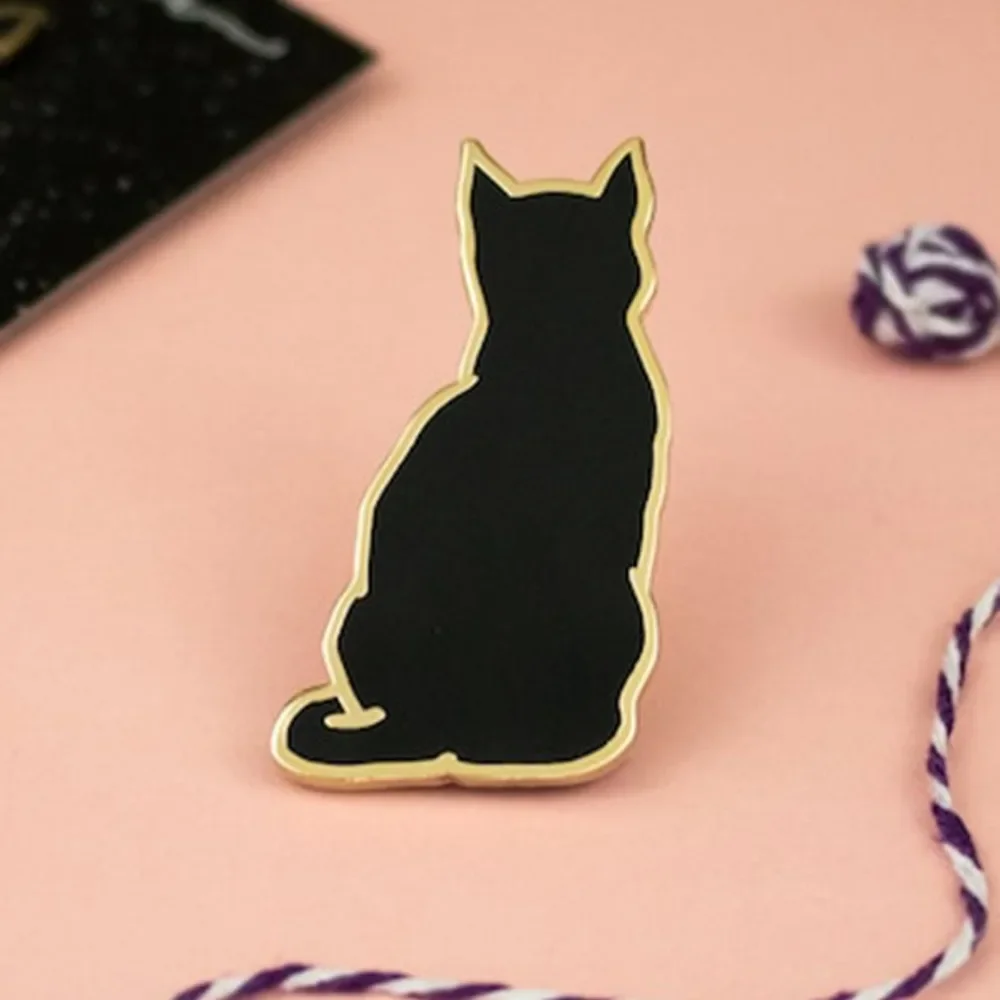 

Black Cat Enamel Pin, Cat Lover Gift, Witchy Kitty Pins, Black Kitty Badge Brooch for Jewelry Accessory