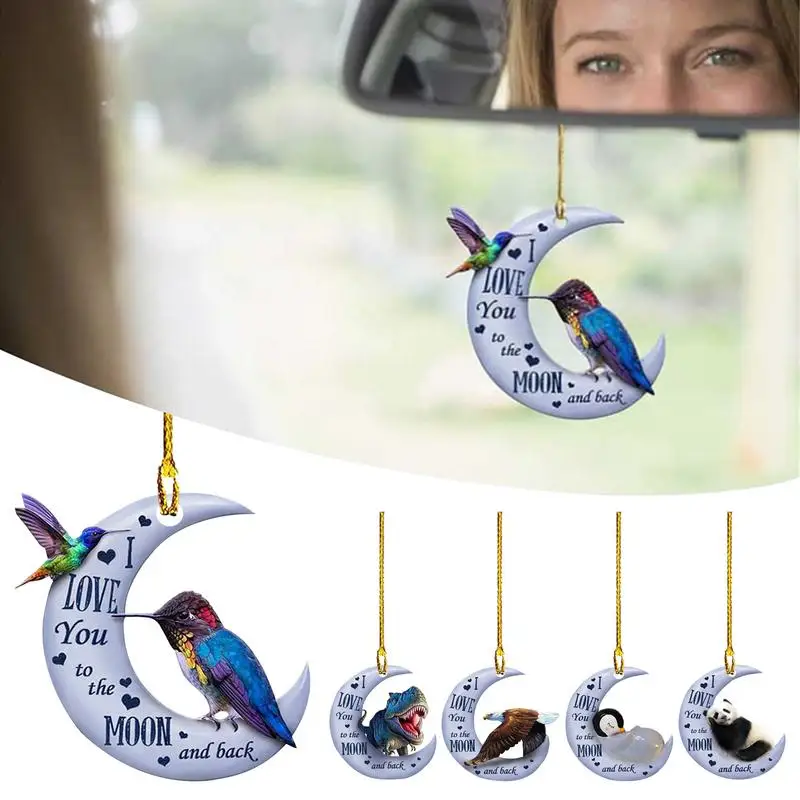 

Rear View Mirror Accessories 2D Cartoon Car Hangings Ornament Cute Car Interior Accessories Decor Love You To The Moon And Back