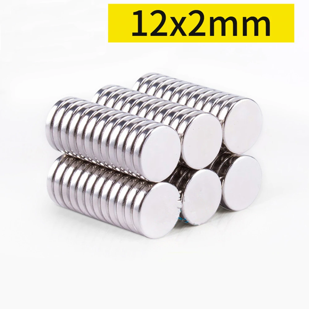

Неодимовый магнит 12x2, Круглый сверхмощный сильный постоянный магнит N35 NdFeB, 10x2 мм