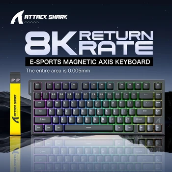 ATTACK SHARK R82 HE 75% Magnetic Keyboard 8000Hz Rapid Trigger 0.005mm RT 0.08ms Latency RGB Wired Gaming Keyboard