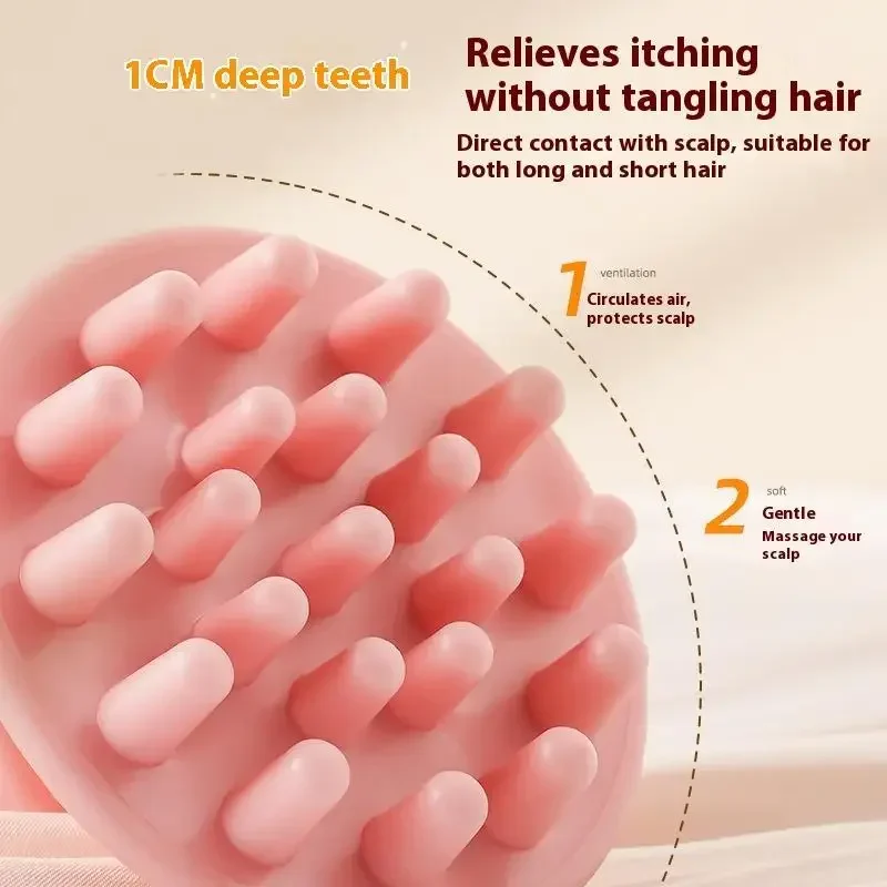 Shampoo in silicone Massaggiatore per capelli cuoio capelluto Shampoo Massaggio Pettine Spazzola per massaggio da bagno Massaggiatore per cuoio capelluto Spazzola per capelli Doccia Pettine Strumento per la cura - immagine 3