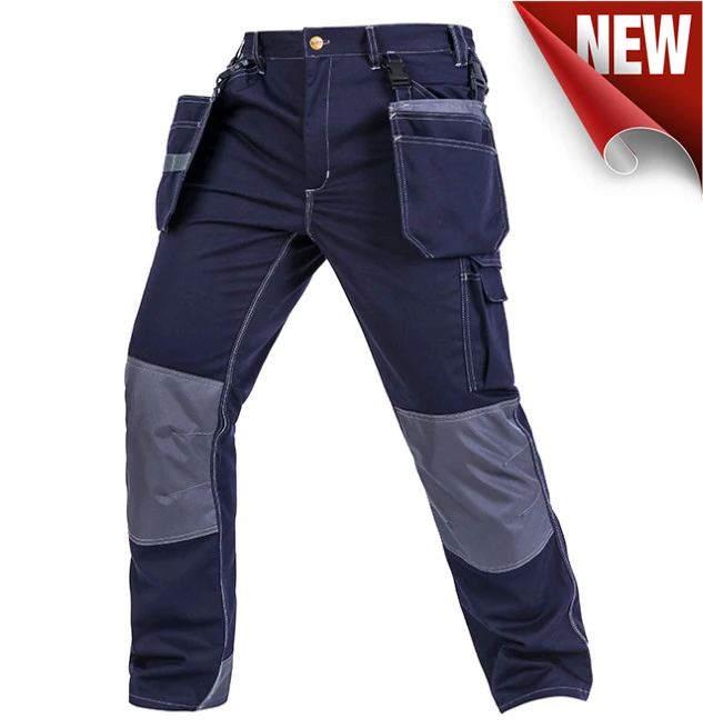 Mens Work Pants Bauskydd Polycotton Men's Wear-Resistance Cargo Workwear Trousers
