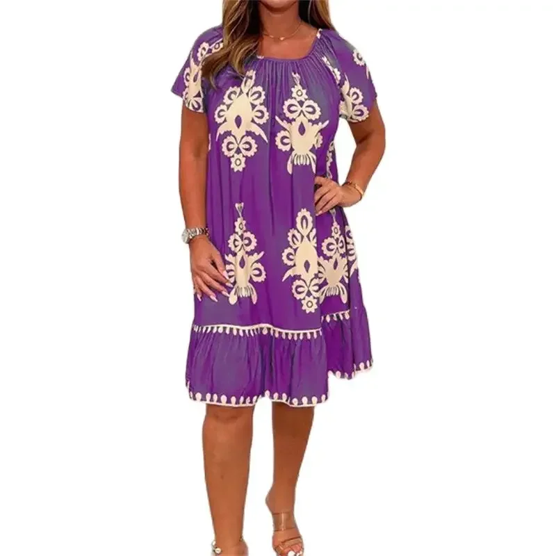 Женское винтажное платье с коротким рукавом