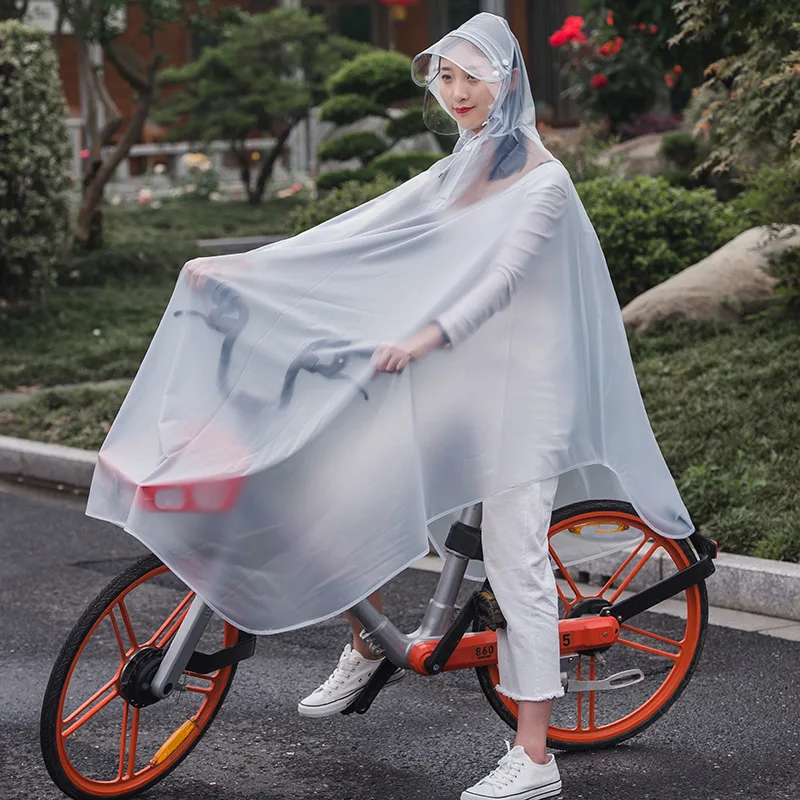 Frosted Transparent Bicycle Raincoat Removable Double Brim 3xl Poncho Single Person Thickened Raincoat Outdoor Cycling Jacket