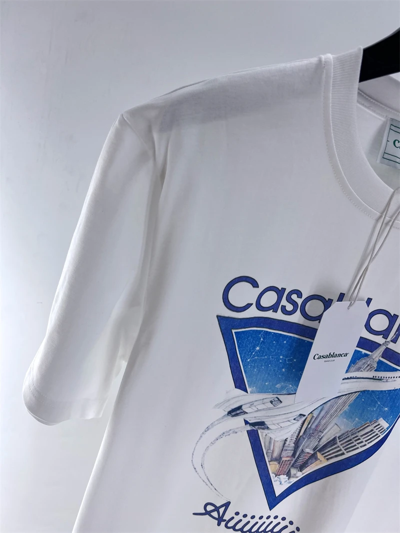 

New Style Triangle Aircraft Casablanca T-Shirts Men Women White Casual Tee Comfortable Fabric Short Sleeve