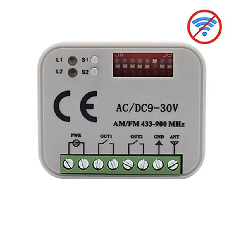 RX-MULTI Receiver Controller AC/DC 9V-30V 2CH 300MHz to 868MHz 433MHz Garage Door Opener / Gate Remote Control Receiver Switch garage door opener garage remote control wireless door opener