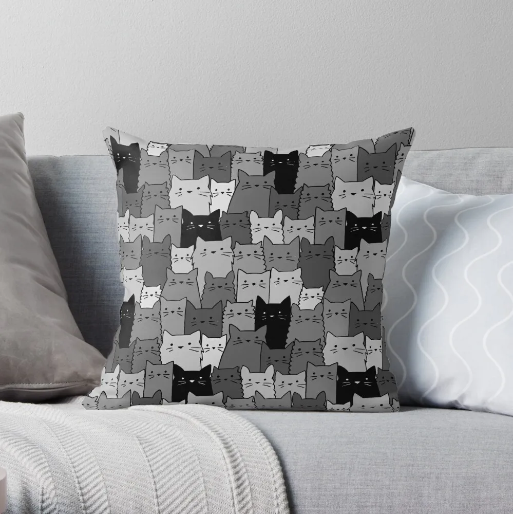 

Silent Cats Monochromatic Throw Pillow Plaid Sofa Luxury Sofa Cushions