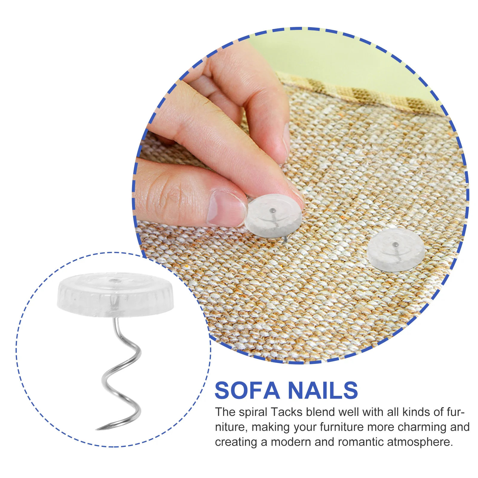 50 Pcs Furniture Nails Sofa Spiral Pins Tack Headboard Securing Clip Decorative Thumbtacks for