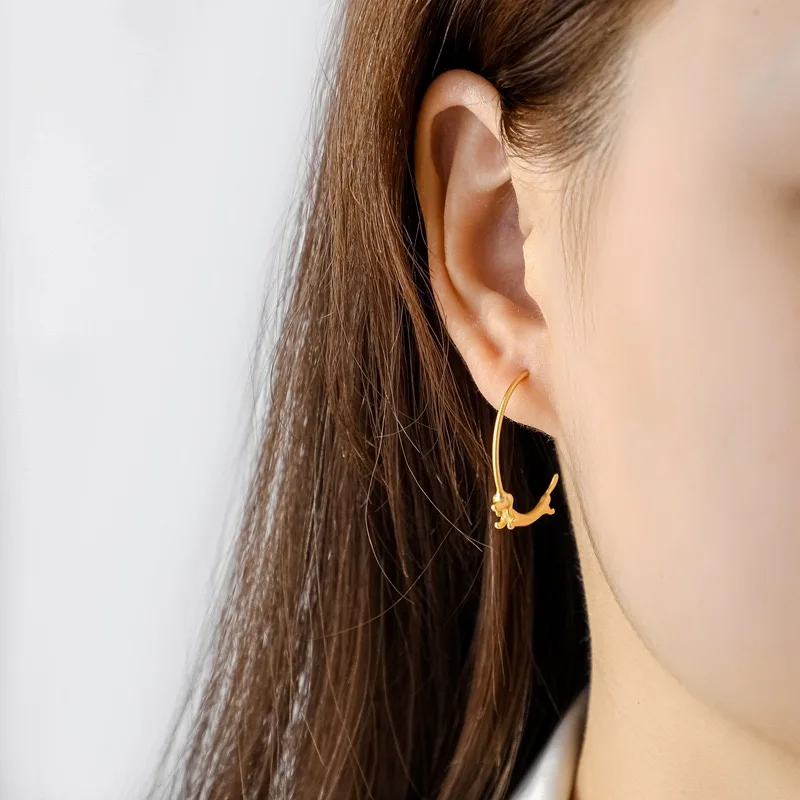 Katy Craig Orecchini A Forma Di Bassotto In Argento 925 Placcato Oro – Design Esclusivo, Confezione Regalo