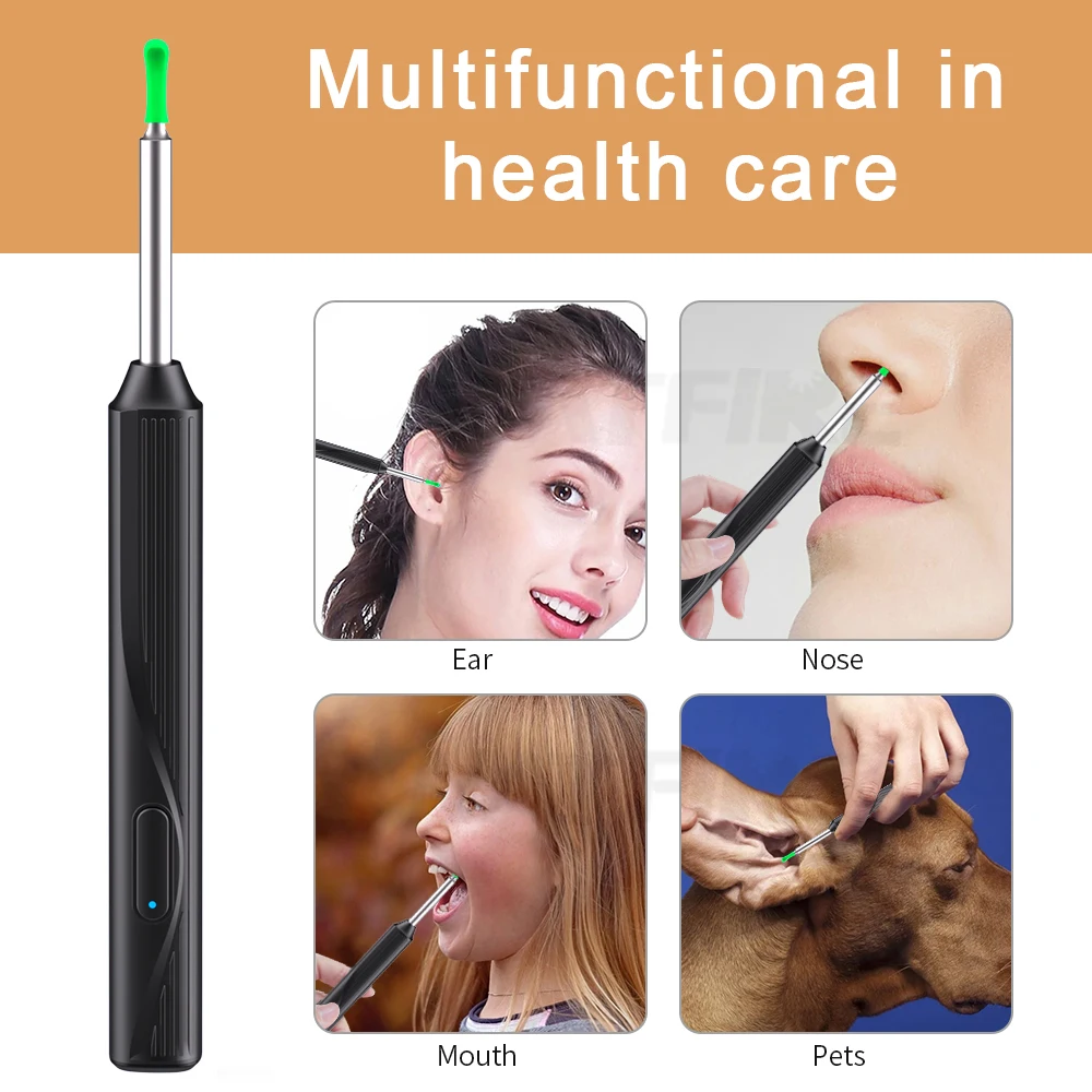 귀지 제거 스틱 귀 청소 도구 미니 카메라 Earpick 스마트 검 이경과 USB C 충전 귀 내시경 iOS 안드로이드 NE17에 대한 개인 건강 관리 HD 귀 청소기