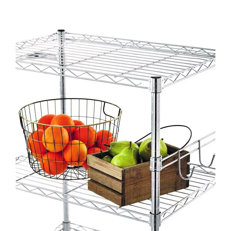 Hyper Tough 3 Tier Wire Shelf Rolling Cart, Zinc, 500 lb Capacity