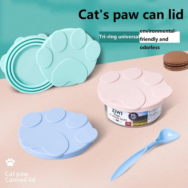 Cat Treat Spoon Portable Silicone Dog Cat Canned Lid 2-in-1Food Sealer Spoon Pet Food Cover Storage Fresh-keeping Lids Bowl 2