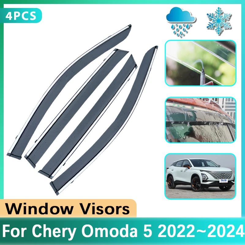 Car Windows Visor For Chery Omoda 5 2023 Accessories 2022 2024 Fownix FX C5 Chirey Rain Smoke