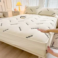 1 pc Quilted Mattress Cover White Color Letter Embroidery Bed Cover Single/Queen/King Mattress Protector Thick Fitted Bed Sheet 5