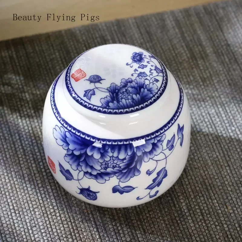 8x8cm Ceramic White Porcelain Small Snack Sealed Tea Can Portable Medicine Can Storage tea canister ceramic storage jar airtight container