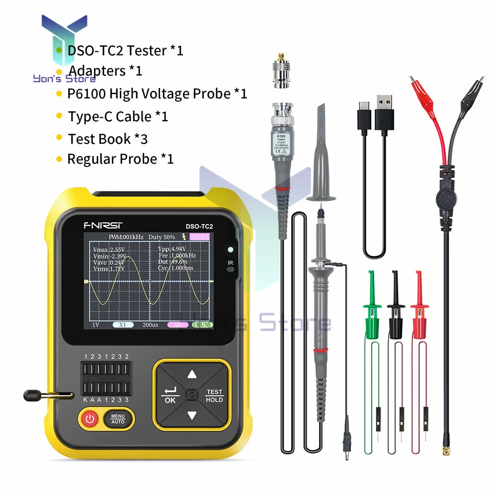 Dsotc2 Portable Digital Oscilloscope Transistor Tester 2 In 1 Multi