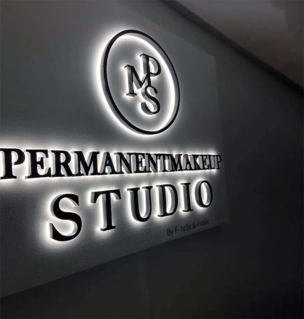 3d letters Backlit Signs Business Signage Led illuminated Metal Decor for wall Lighted up advertise Outdoor Salon