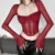 Sexy Crop Tops Women Solid Color Sheer See Through Square Neck Long Sleeve Fishbone Corset T Shirts Ladies Clothing