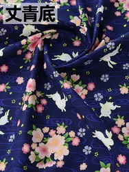 Handmade Pure Cotton Rabbit Fabric with Cartoon Plant Design for Sewing and Crafts (Half Meter) (T 5)