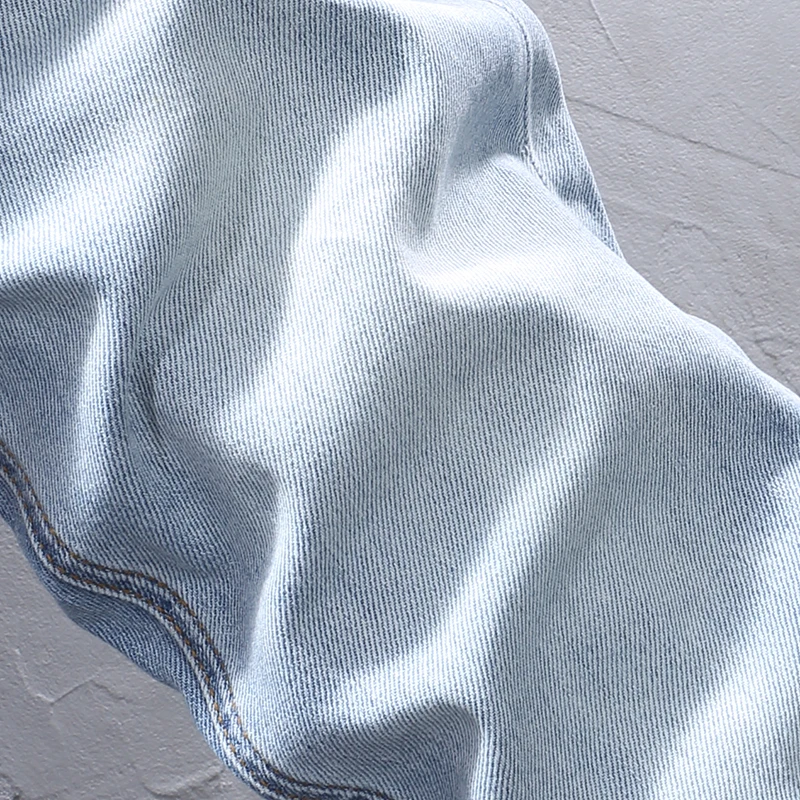 Fashion Designer Men Jeans Retro Light Blue Elastic Slim Fit Printed Jeans Men Korean Style Classical Simple Casual Denim Pants