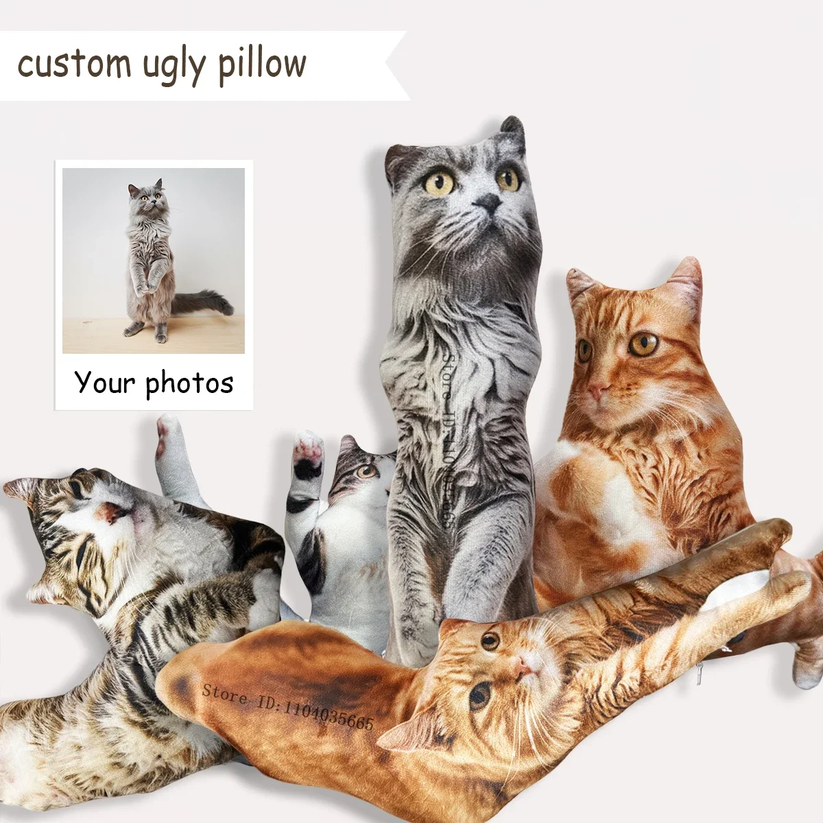 Custom Dog/Cat Ugly Pillow,Personalized 3D Animals Portrait Pillow,Pet Lover Memorial Cushion Creative Gift Sofa Throw Pillow 5