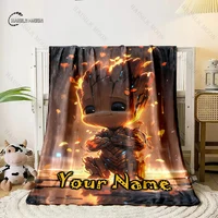 Customized Name Personalized Blanket Marvel Groot Printed Blanket Soft and Comfortable Home Travel Adult and Child Warm Blanket 1