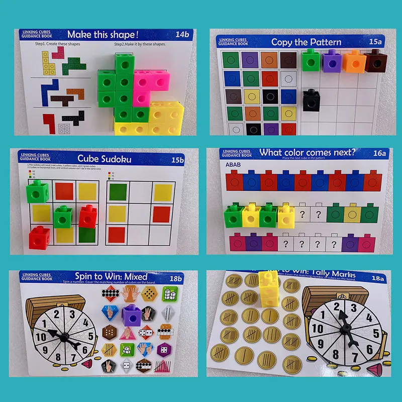 Math Blocks Linking Cubes Set - Educational Learning Toy with Activity Cards, 100-Piece Counting Set