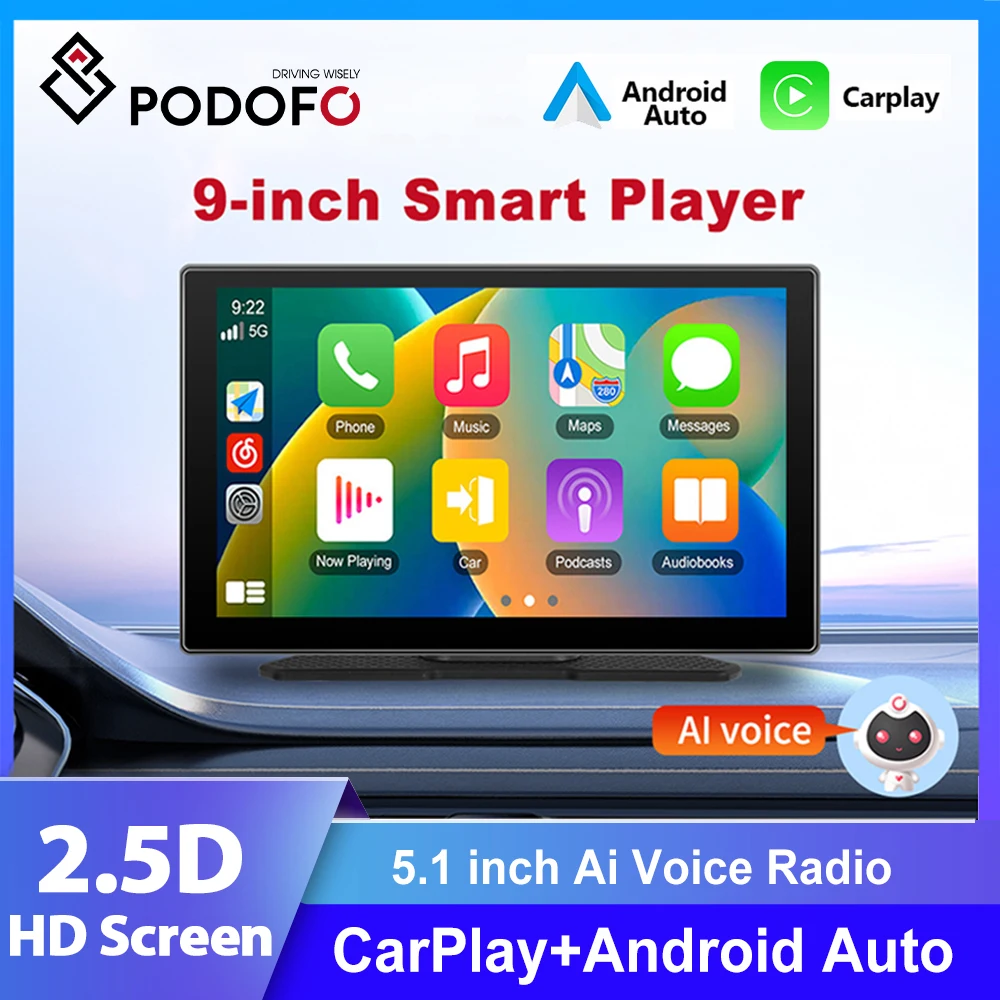 

Автомобильный монитор Podofo, универсальный Диагональ экрана 9 дюймов, с камерой заднего вида